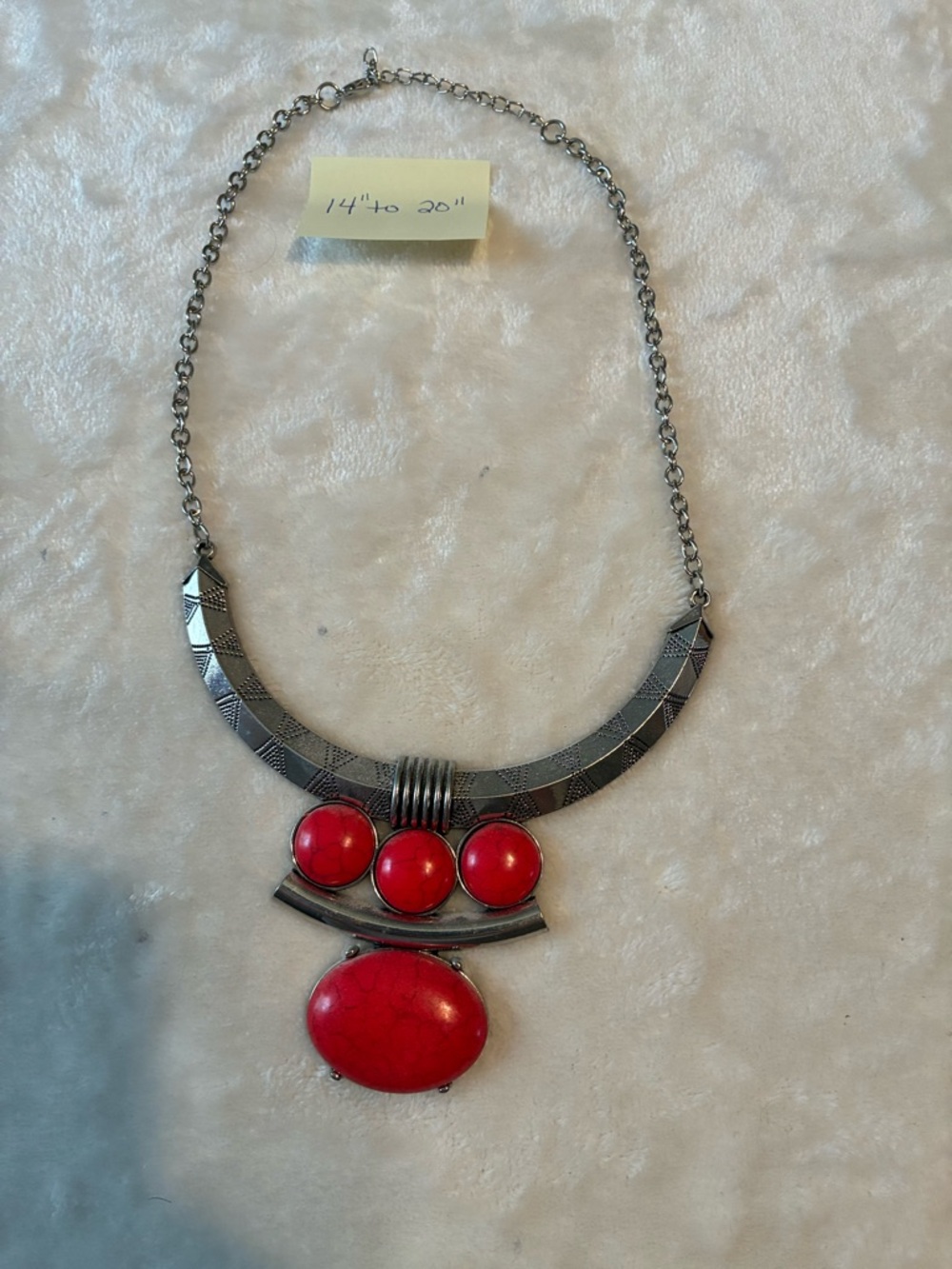 paparazzi Silver-Tone Statement Necklace with Red Cabochons